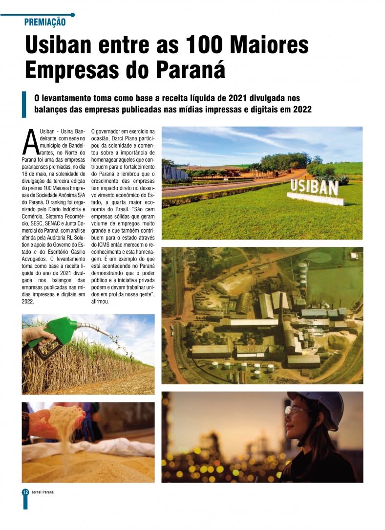 PREMIAO USIBAN - Jornal Paran, Ed. Junho 2023.
